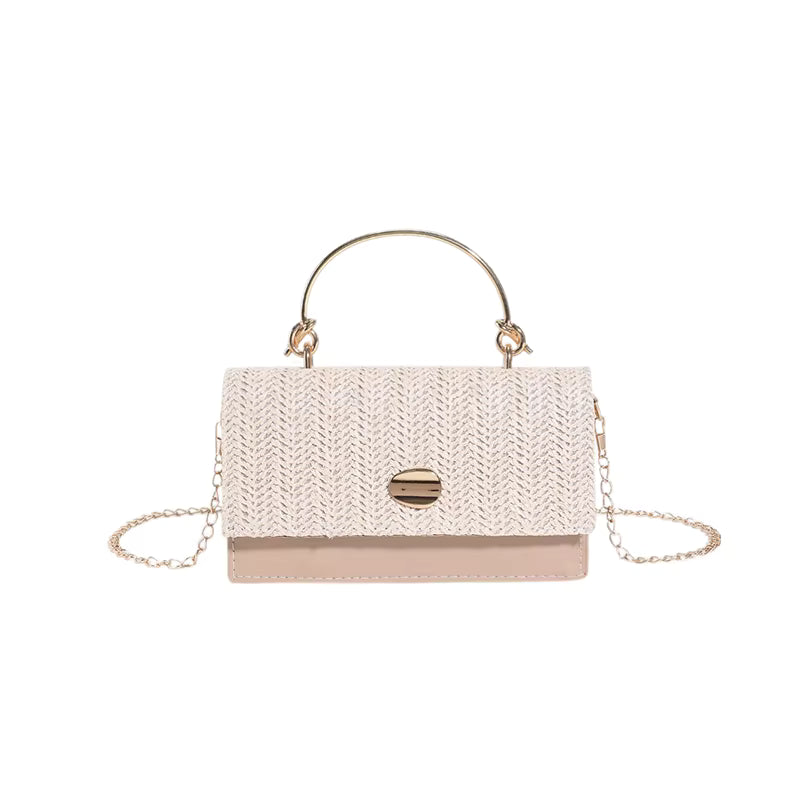 Woven Lock PU Shoulder Bag