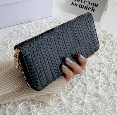 Glam Athens Retro Woven Leather Wallet - Vielle