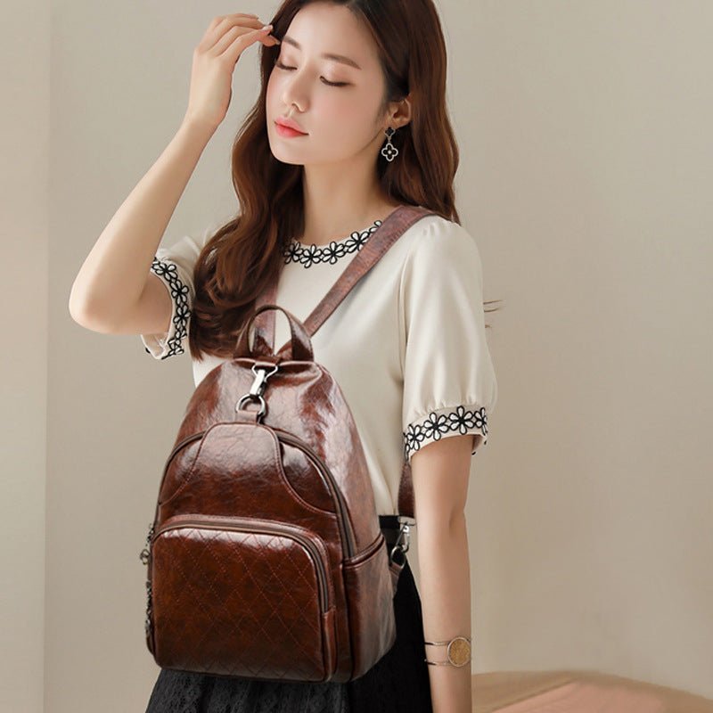 Retro Anti - Theft PU Backpack - Vielle