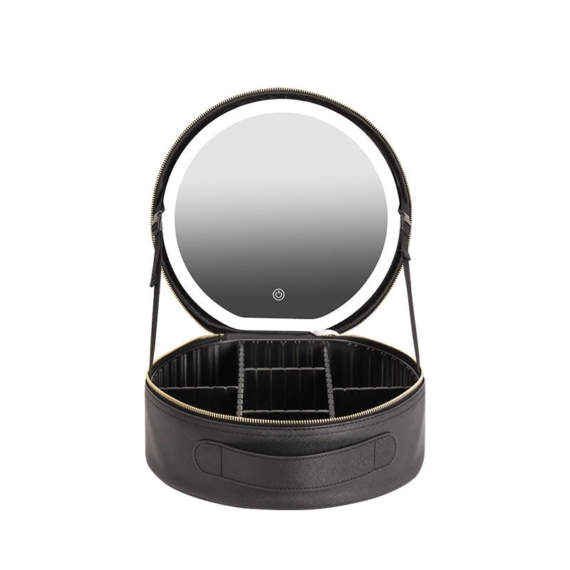 Round LED Mirror Travel Cosmetic Bag - Vielle
