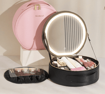 Round LED Mirror Travel Cosmetic Bag - Vielle