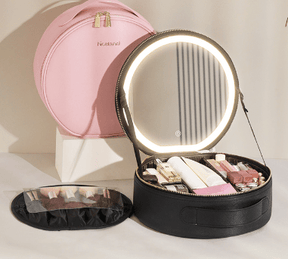 Round LED Mirror Travel Cosmetic Bag - Vielle