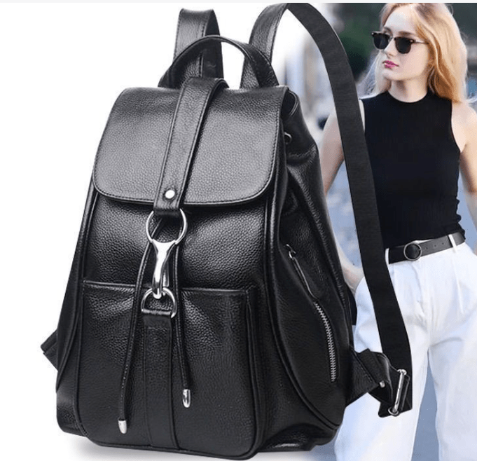 Stitch Line PU Leather Backpack - Vielle