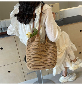 Vintage Bohemian Straw Shoulder Bag - Vielle